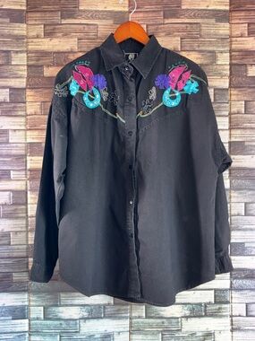 Vintage Women’s Short Circuit Large Western Button Up
